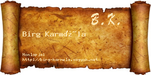 Birg Karméla névjegykártya